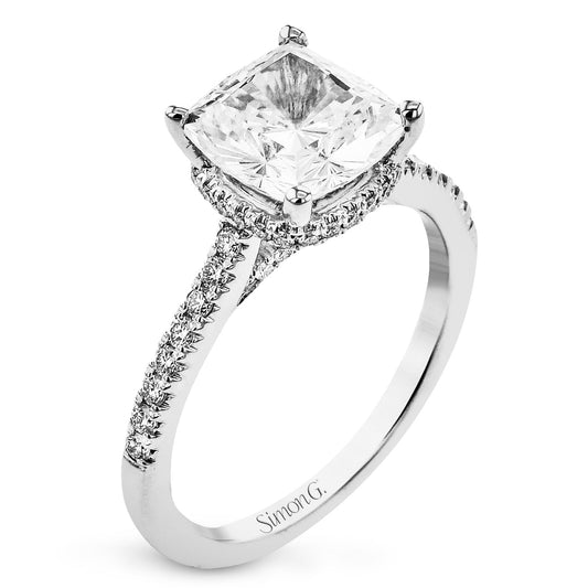 Cushion-Cut Hidden Halo Engagement Ring In 18k Gold With Diamonds LR3031 WHITE 18K X