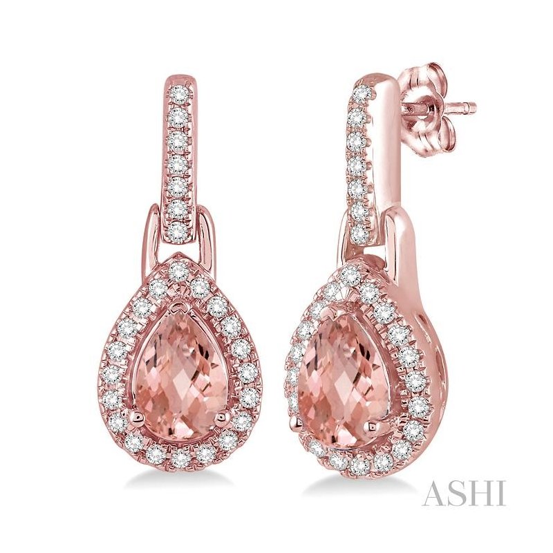ASHI Pear Shape Gemstone & Halo Diamond Earrings 61097PPTSERMOPG