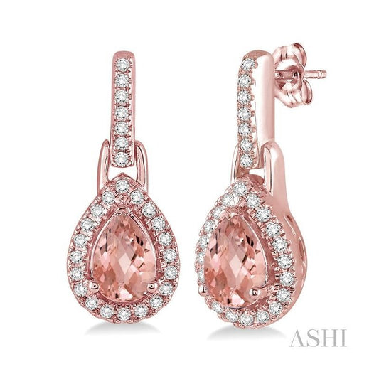 ASHI Pear Shape Gemstone & Halo Diamond Earrings 61097PPTSERMOPG