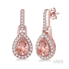 ASHI Pear Shape Gemstone & Halo Diamond Earrings 61097PPTSERMOPG