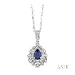ASHI Pear Shape Gemstone & Diamond Pendant 57388PPTSPDSPWG
