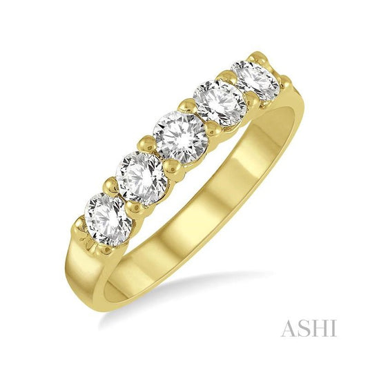 ASHI Round Shape 5 Stone Diamond Wedding Band 33342PPFGYG