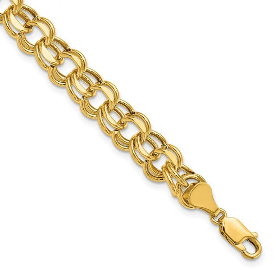 Quality Gold 14k Lite 8mm Double Link Charm Bracelet SSD4