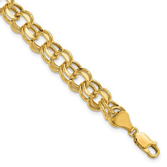 Quality Gold 14k Lite 8mm Double Link Charm Bracelet SSD4