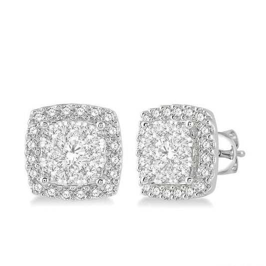 Parkplace Jewelers Cushion Shape Halo Lovebright Essential Diamond Earrings 916B2PPFVERWG