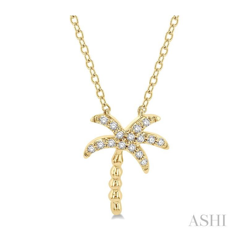 ASHI Palm Tree Petite Diamond Fashion Pendant 645B8PPFSPDYG