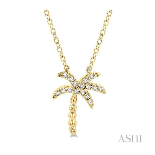 ASHI Palm Tree Petite Diamond Fashion Pendant 645B8PPFSPDYG
