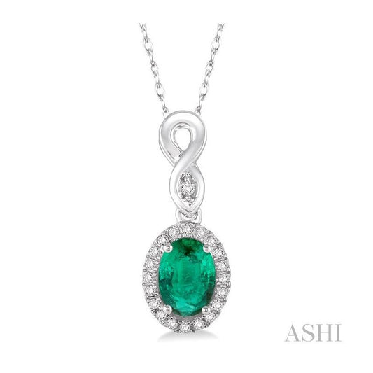 ASHI Oval Shape Gemstone & Halo Diamond Pendant 57098PPTSPDEMWG