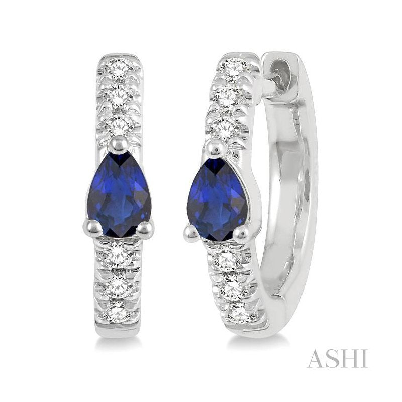 ASHI Pear Shape Gemstone & Petite Diamond Huggie Fashion Earrings 678V8PPTSERSPWG