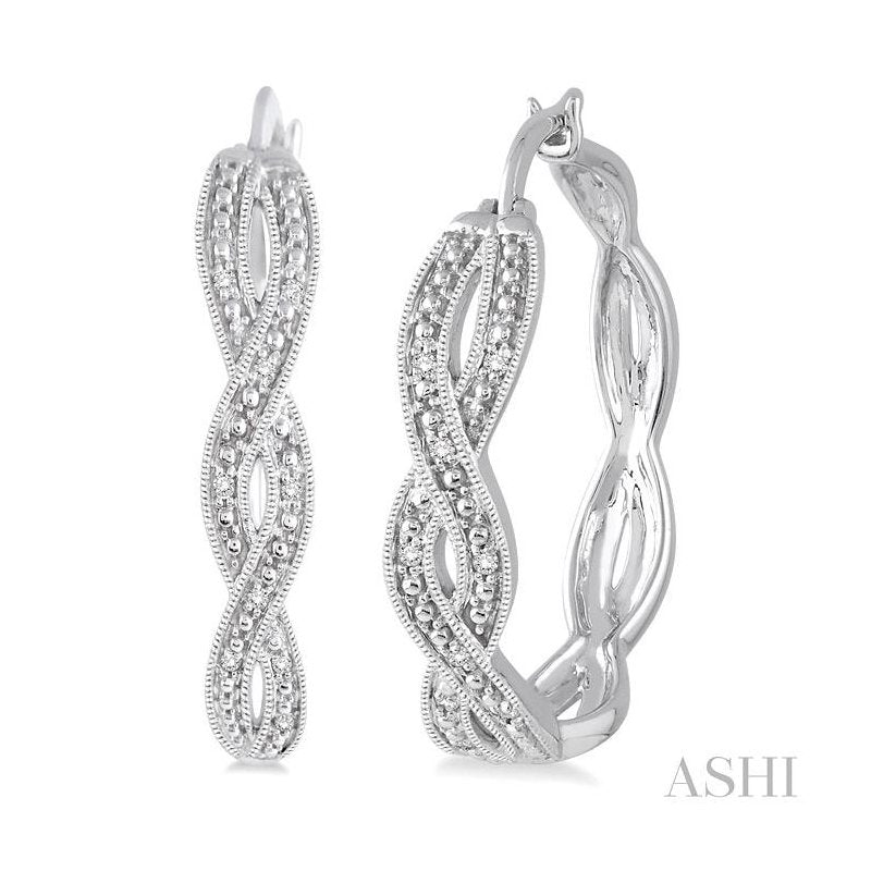 ASHI Silver Twisted Diamond Fashion Hoop Earrings 86758PPSSSLER