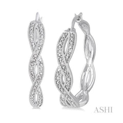 ASHI Silver Twisted Diamond Fashion Hoop Earrings 86758PPSSSLER