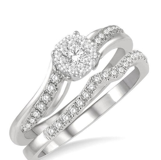 Parkplace Jewelers Round Shape Lovebright Diamond Wedding Set 155E3PPFGWG-WS