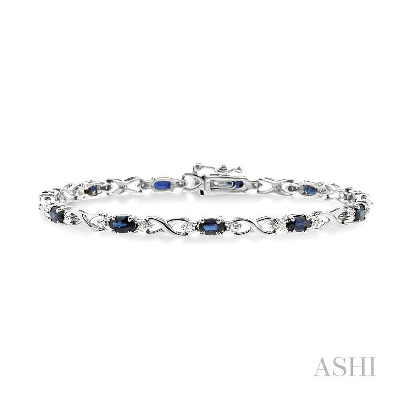 ASHI Oval Shape Gemstone & Diamond Bracelet 76000PPTSSPW