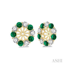 ASHI Gemstone & Diamond Earrings Jacket 65373PPFVEMYG