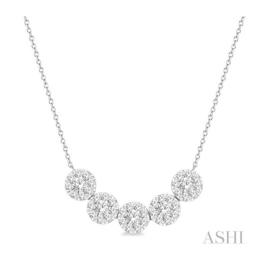 ASHI Round Shape 5 Stone Lovebright Essential Diamond Smile Necklace 9994UPPFGNKWG