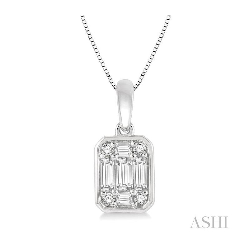 ASHI Emerald Shape Bezel Set Fusion Diamond Pendant 973A5PPFGPDWG