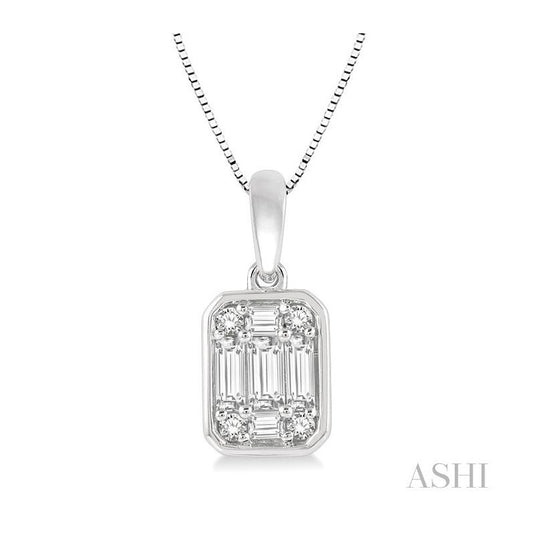 ASHI Emerald Shape Bezel Set Fusion Diamond Pendant 973A5PPFGPDWG