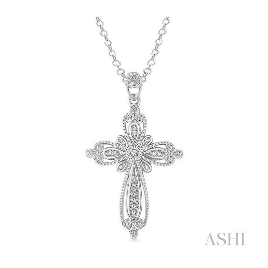 ASHI Silver Cross Diamond Pendant 87819PPSSSLPD