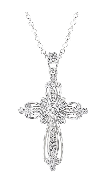Parkplace Jewelers Silver Cross Diamond Pendant 87819PPSSSLPD