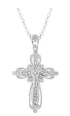 Parkplace Jewelers Silver Cross Diamond Pendant 87819PPSSSLPD