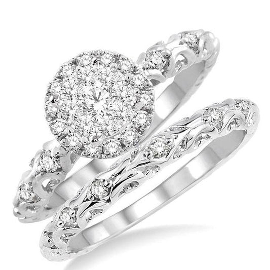 Parkplace Jewelers Round Shape Halo Lovebright Diamond Wedding Set 15963PPFVWG-WS
