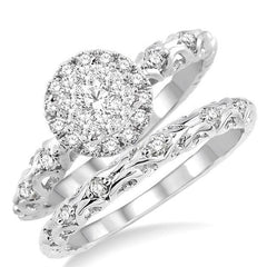 Parkplace Jewelers Round Shape Halo Lovebright Diamond Wedding Set 15963PPFVWG-WS