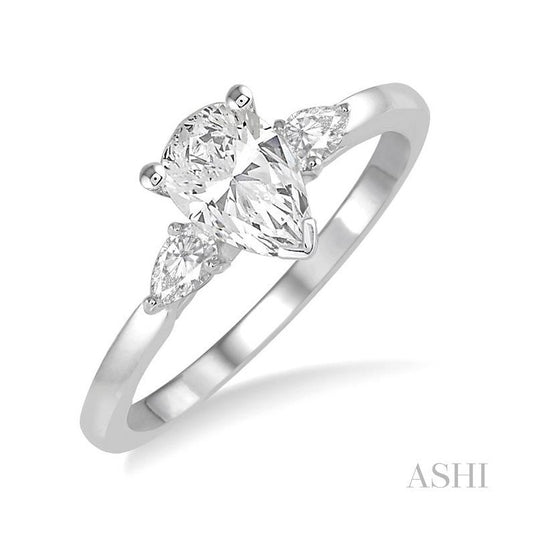 ASHI Pear Shape Diamond Engagement Ring 255L2PPFHWG-LE-PR