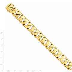 Quality Gold 14K 9 inch 15.4mm Hand Polished Rounded Curb Link with Box Catch Clasp Bracelet LK471