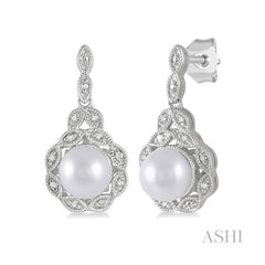 ASHI Silver Pearl & Diamond Earrings 88319PPSSSLER
