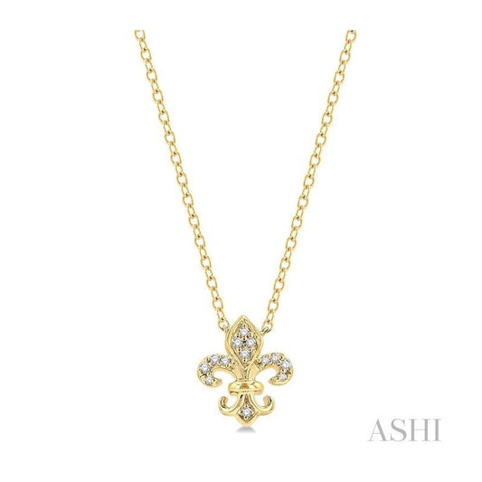 ASHI Fleur De Lis Petite Diamond Fashion Pendant 644C9PPTSPDYG