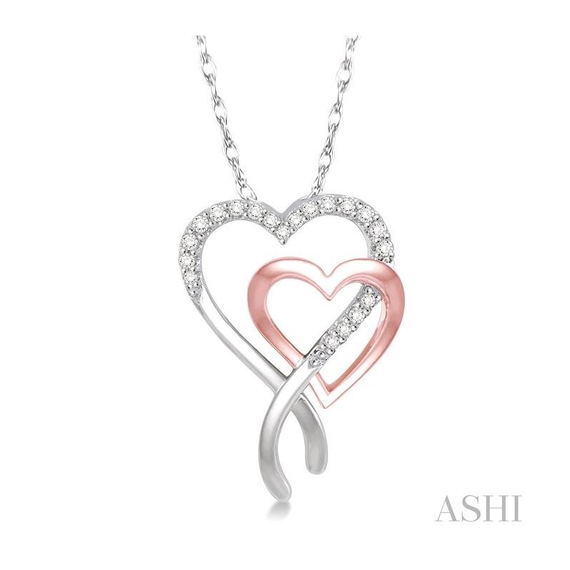 ASHI Double Heart Shape Diamond Fashion Pendant 93948PPTSPDWP