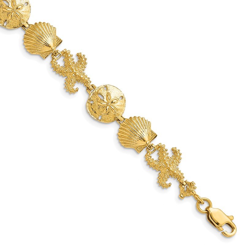 Quality Gold 14k Seashell Theme Bracelet FB1143-7.25