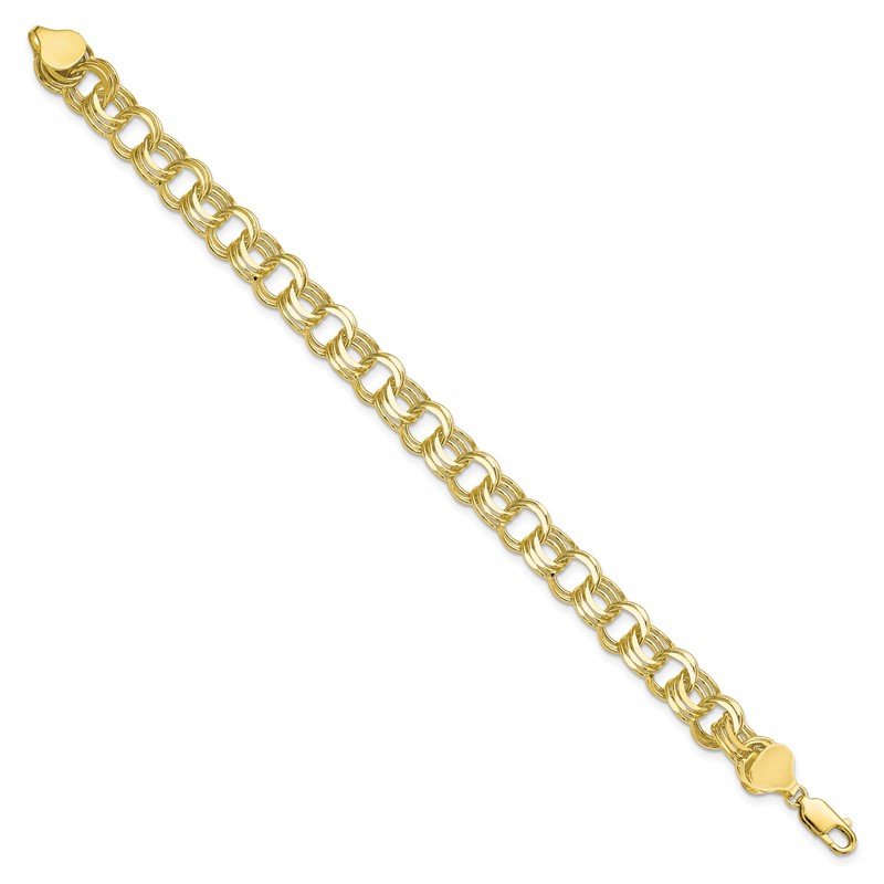 Quality Gold 10k Triple Link Charm Bracelet 10CH13