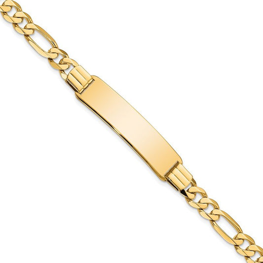 Quality Gold 14k Flat Figaro Link ID Bracelet LID81