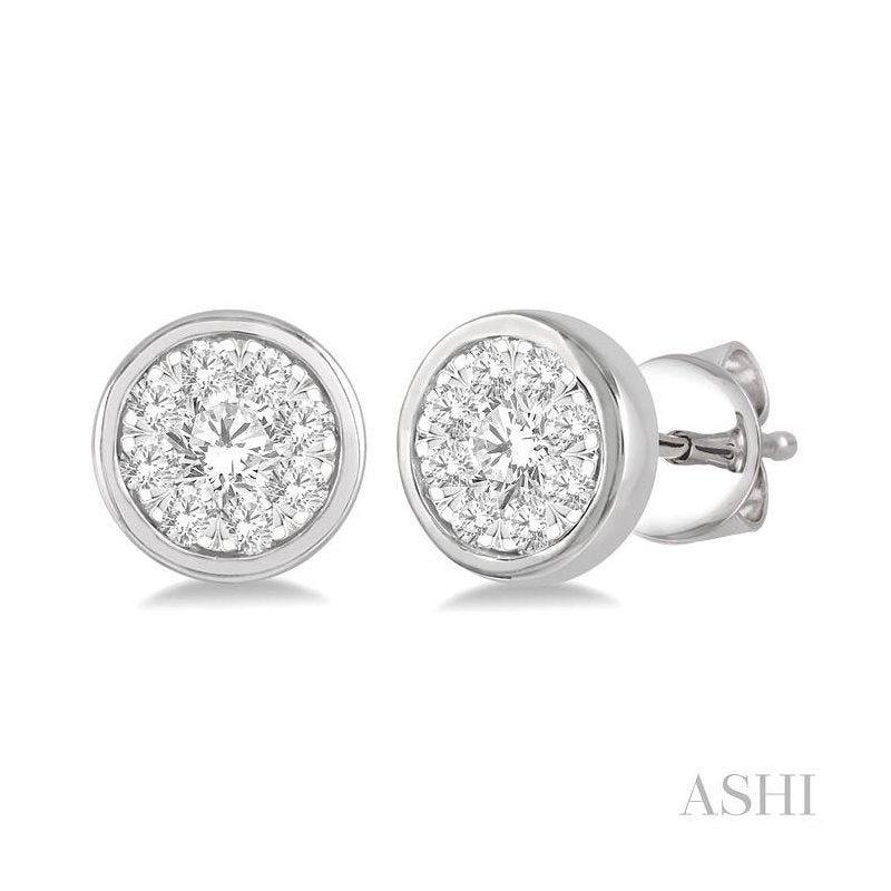 ASHI Round Shape Lovebright Essential Diamond Stud Earrings 921B5PPFHERWG