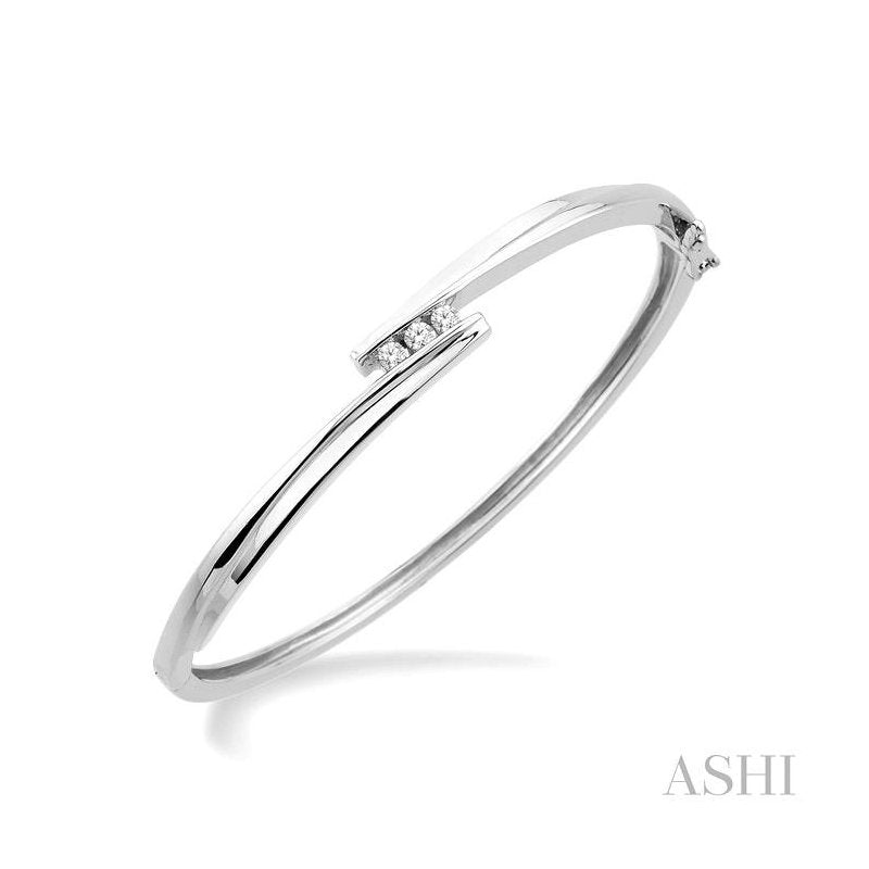 ASHI Silver 3 Stone Channel Set Diamond Fashion Bangle 85298PPSXSLBG