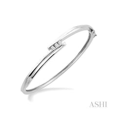 ASHI Silver 3 Stone Channel Set Diamond Fashion Bangle 85298PPSXSLBG