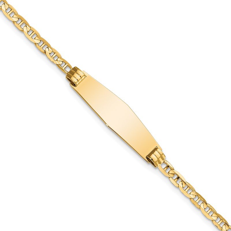 Quality Gold 14k Children's Soft Diamond Shape Anchor Link ID Bracelet BID44C-6