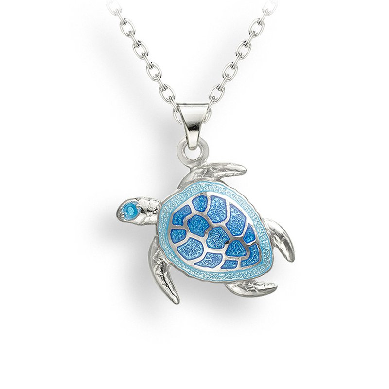 Ocean City Collection Sterling silver blue green enamel turtle NN0388