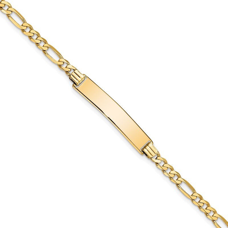 Quality Gold 14k Flat Figaro Link ID Bracelet LID75