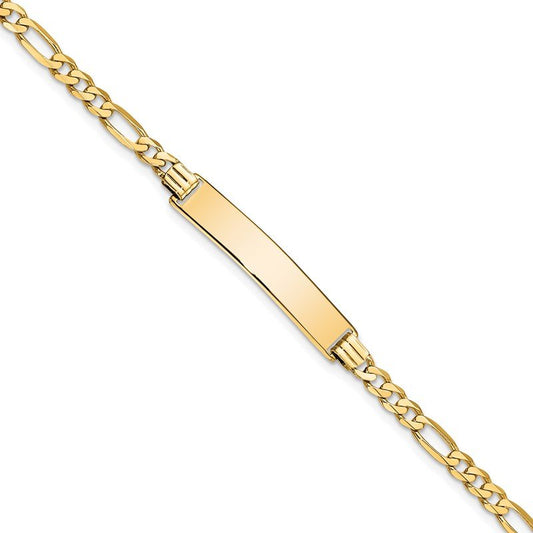 Quality Gold 14k Flat Figaro Link ID Bracelet LID75