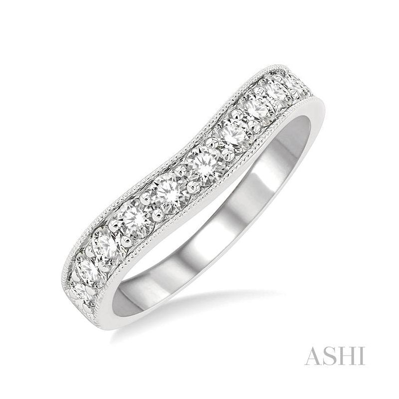 ASHI Curved Diamond Wedding Band 30362PPFGWG