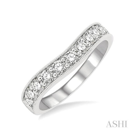 ASHI Curved Diamond Wedding Band 30362PPFGWG