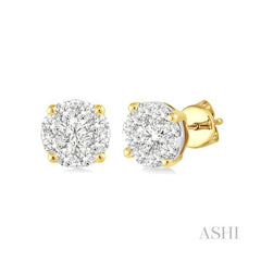 ASHI Round Shape Lovebright Essential Diamond Stud Earrings 91753PPFVERYW