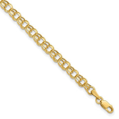 Quality Gold 14k 8in 4.5mm Hollow Double Link Charm Bracelet DOH21