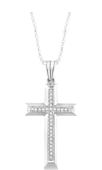 Parkplace Jewelers Silver Cross Diamond Pendant 86608PPSSSLPD