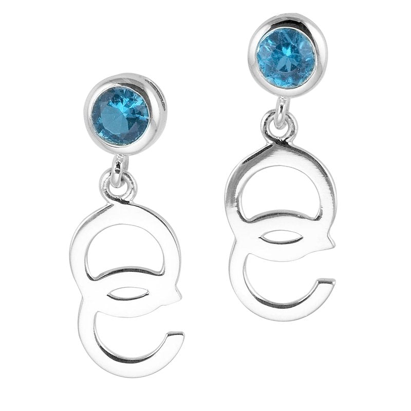 Ocean City Collection Ocean City Hook Earrings with Blue Crystal OCESBTOPMD-R