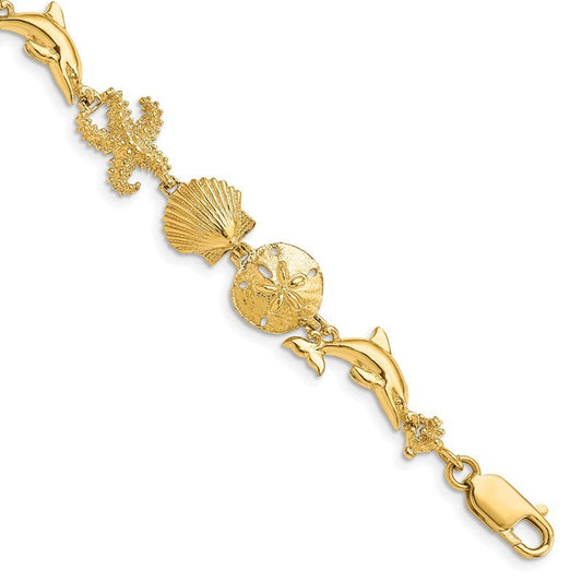 Quality Gold 14k Seashore Theme Bracelet FB1116-7.25