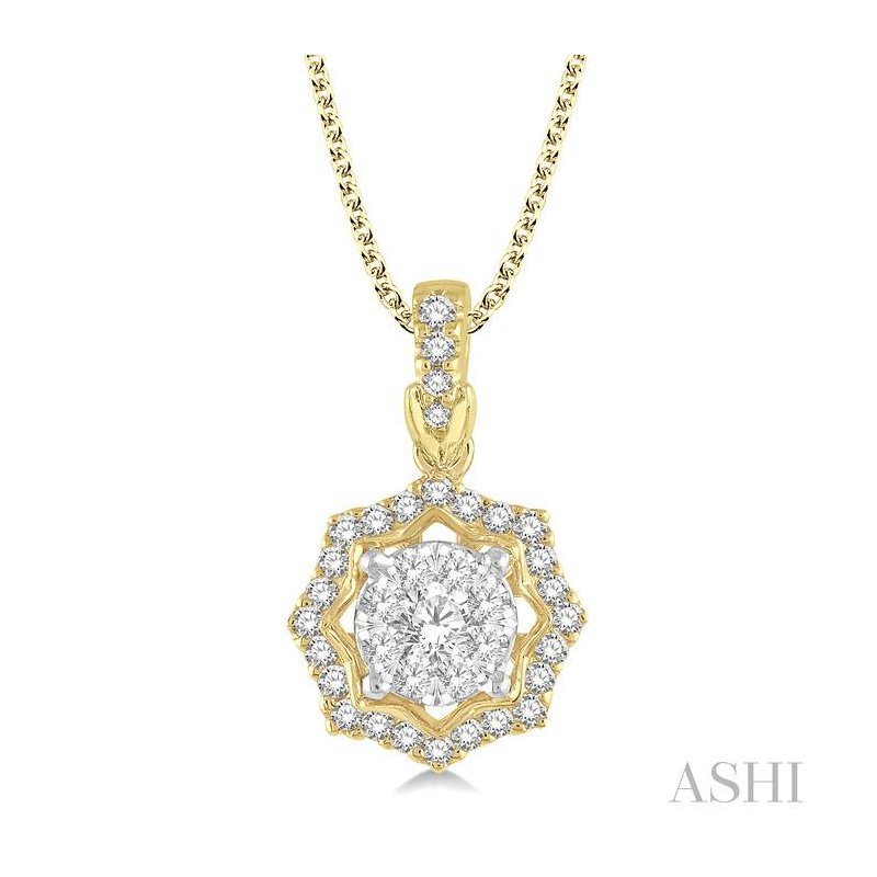 ASHI Round Shape Halo Lovebright Diamond Fashion Pendant 926A5PPFHPDYW