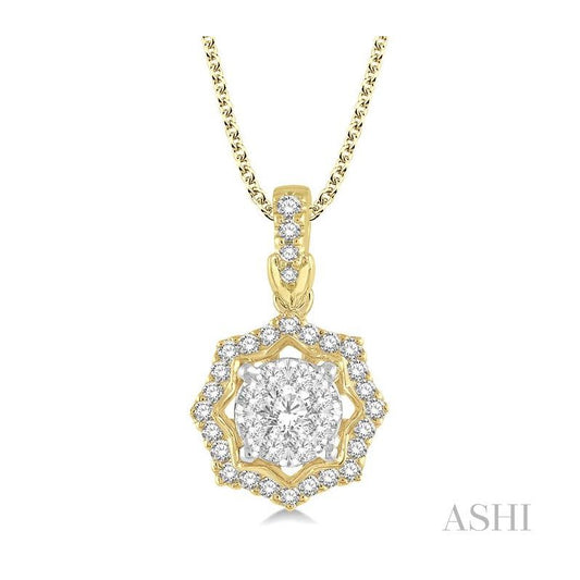 ASHI Round Shape Halo Lovebright Diamond Fashion Pendant 926A5PPFHPDYW